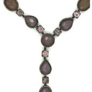 VINTAGE PURPLE RHINESTONE, signed "A" necklace, Y style 2" drop, 18"
